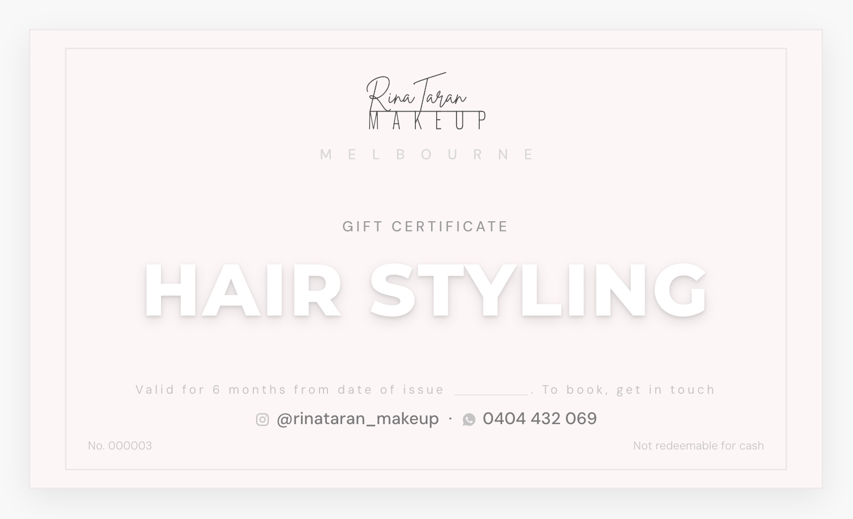 Gift Certificate — Hair Styling