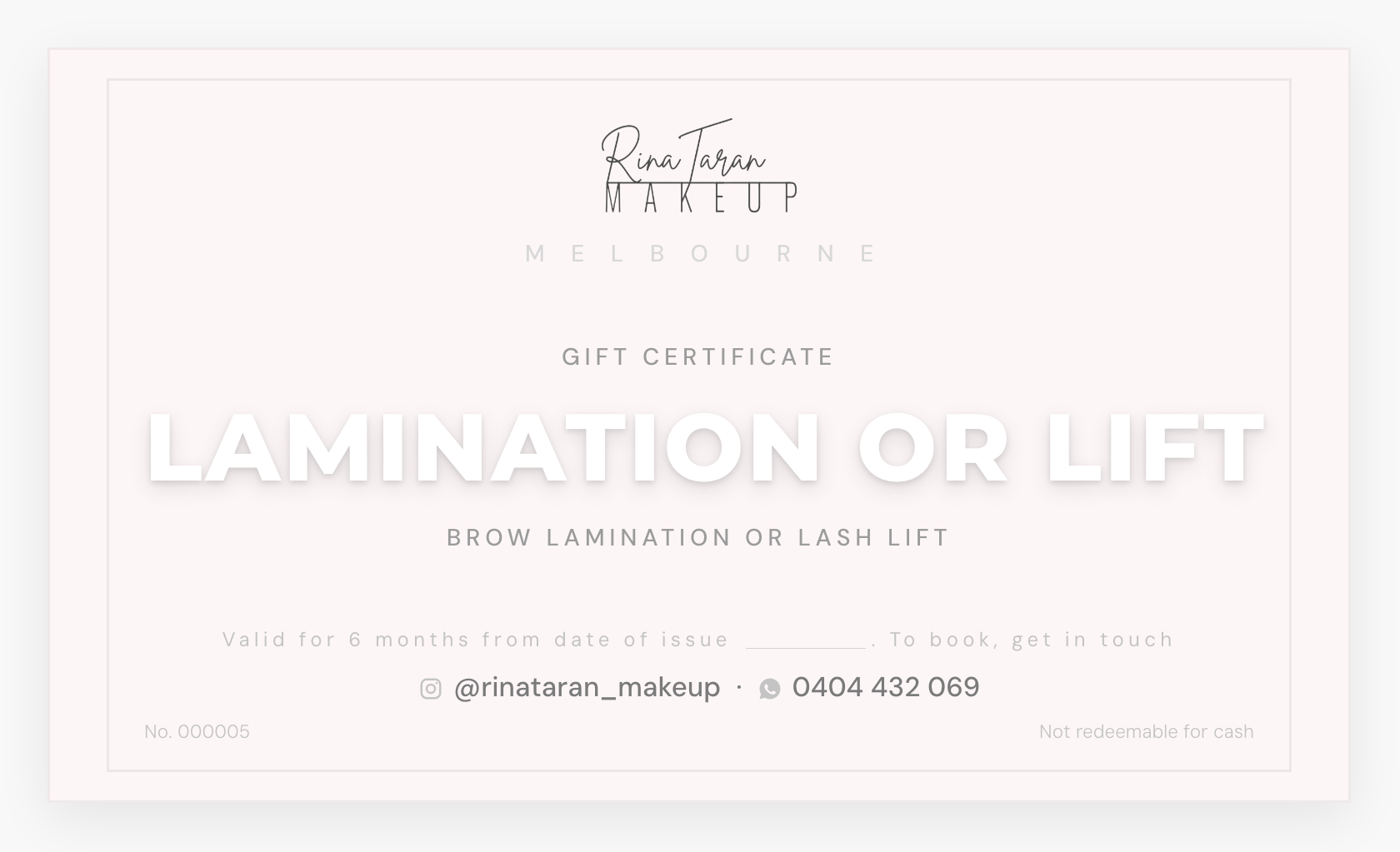 Gift Certificate — Lamination or Lift
