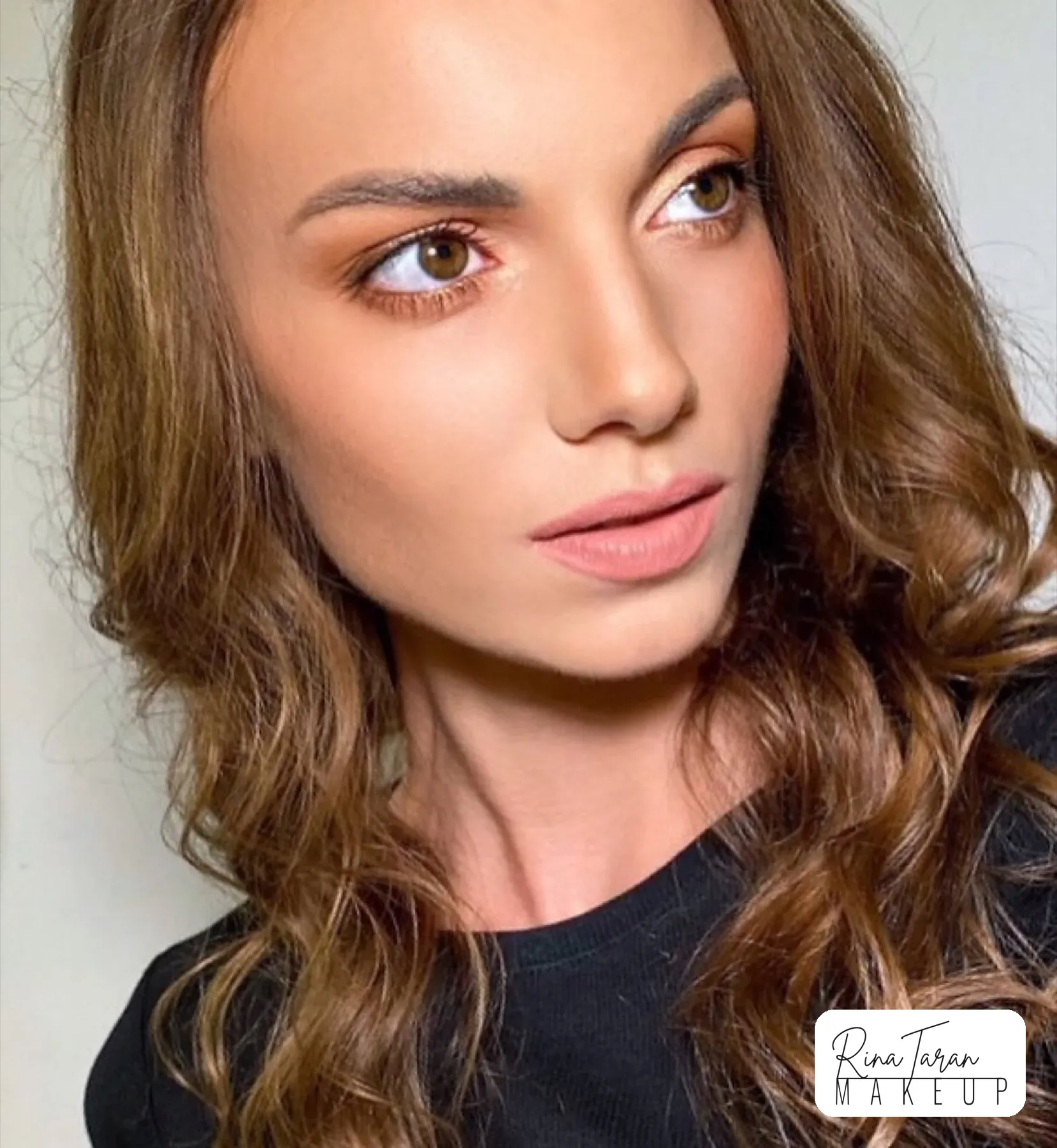 Warm bronze eye and a soft nude lip for a daytime look